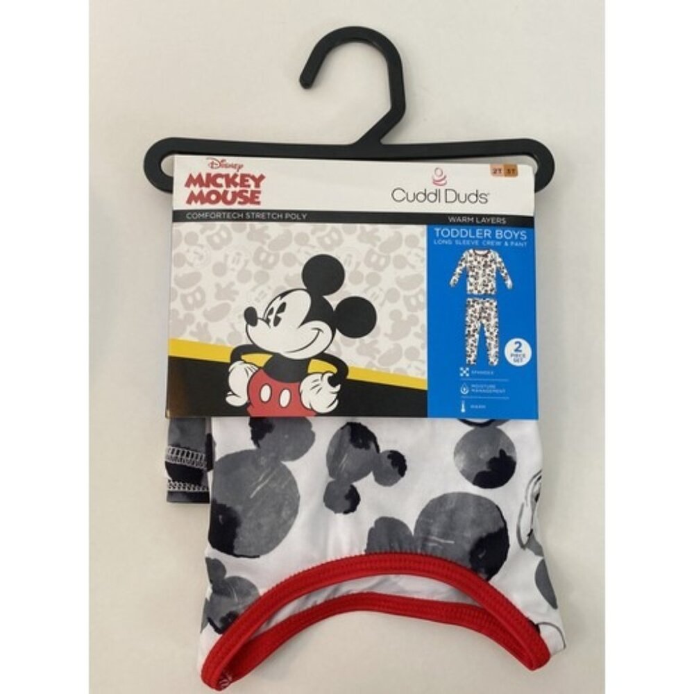 Cuddl Duds 2T 3T Mickey Mouse Disney Set Warm Layers Shirt Pants Long Underwear